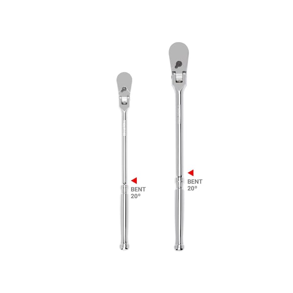 3/8, 1/2 Inch Drive Flex Head Bent Handle Long Ratchet Set, 2-Piece (12, 14 in.)